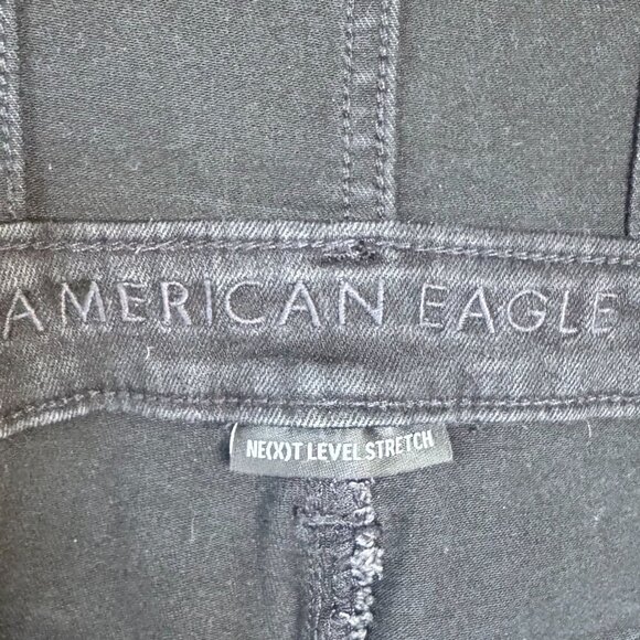 AE Ne(x)t Level Stretch Black Denim Flare Leg Overall Jeans Size 6 Long - Picture 14 of 17